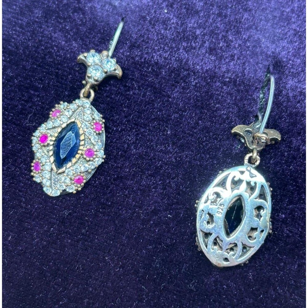 925 Sterling Silver Turkish Vintage Earrings for Women, NEW, Antique, Handmade - Picture 3 of 5